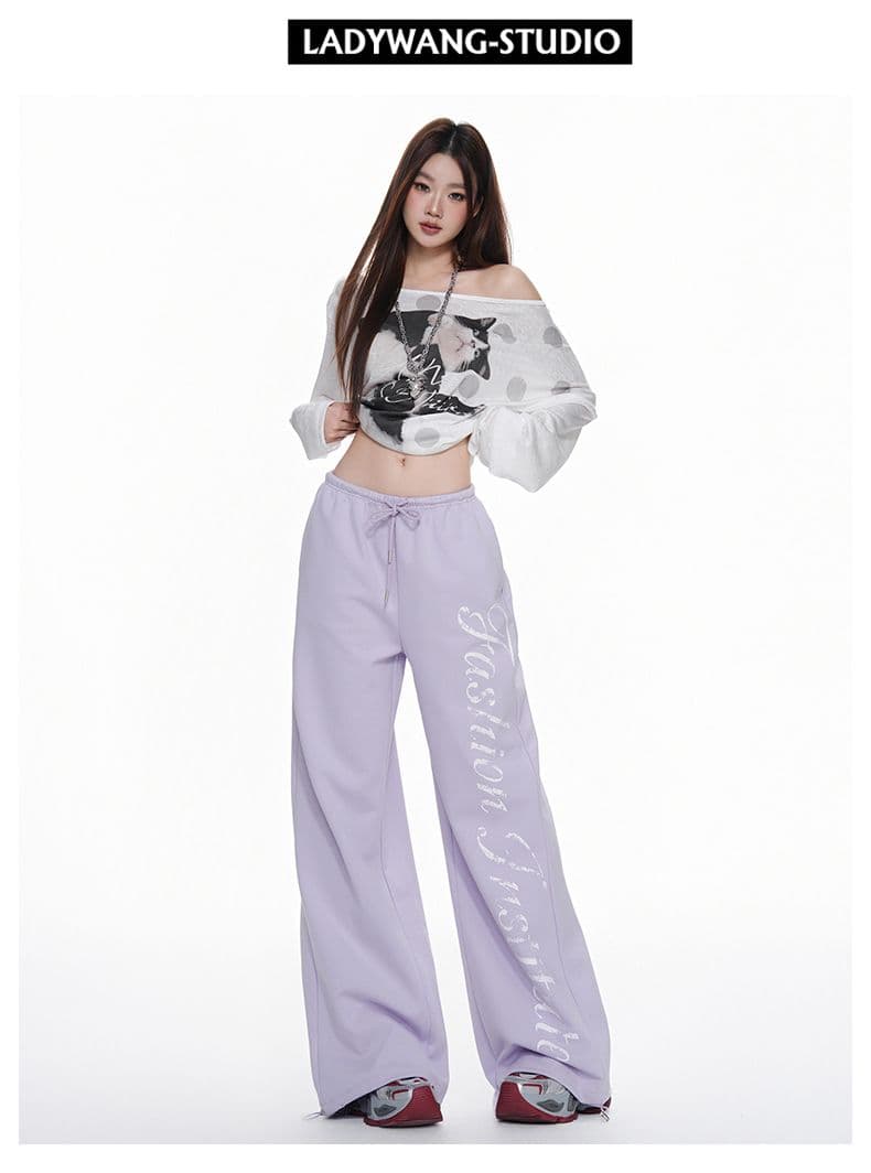 아메리칸 알파벳 캐주얼 스트레이트 팬츠 여성 펌프 로프 바지 와이드 레그 팬츠 루즈핏 슬림해 보이는 긴 바지 s-xl 상세 이미지 15