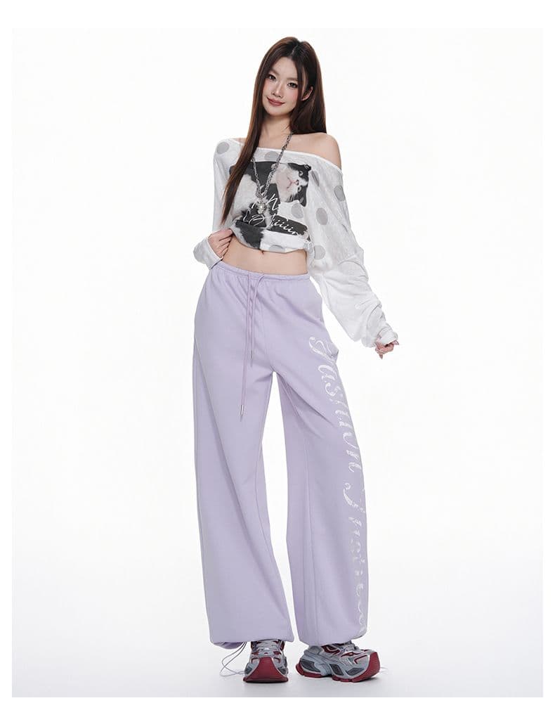 아메리칸 알파벳 캐주얼 스트레이트 팬츠 여성 펌프 로프 바지 와이드 레그 팬츠 루즈핏 슬림해 보이는 긴 바지 s-xl 상세 이미지 16