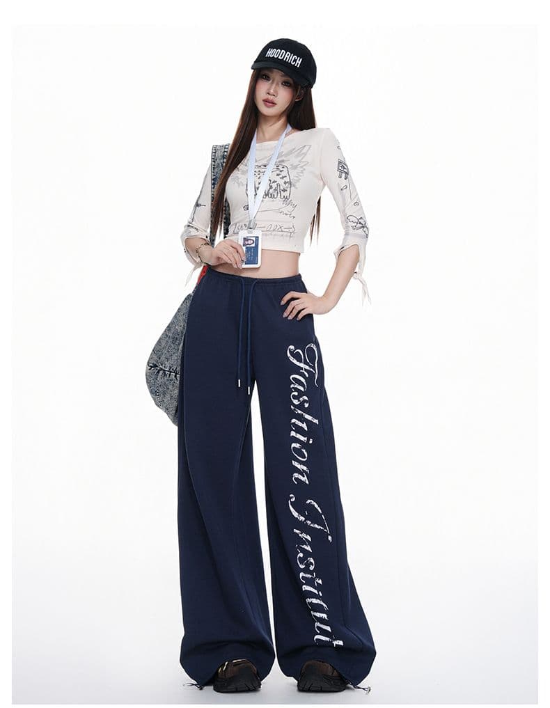 아메리칸 알파벳 캐주얼 스트레이트 팬츠 여성 펌프 로프 바지 와이드 레그 팬츠 루즈핏 슬림해 보이는 긴 바지 s-xl 상세 이미지 18