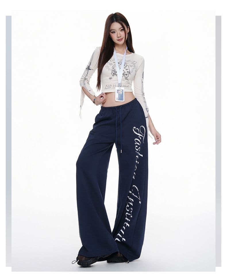 아메리칸 알파벳 캐주얼 스트레이트 팬츠 여성 펌프 로프 바지 와이드 레그 팬츠 루즈핏 슬림해 보이는 긴 바지 s-xl 상세 이미지 22