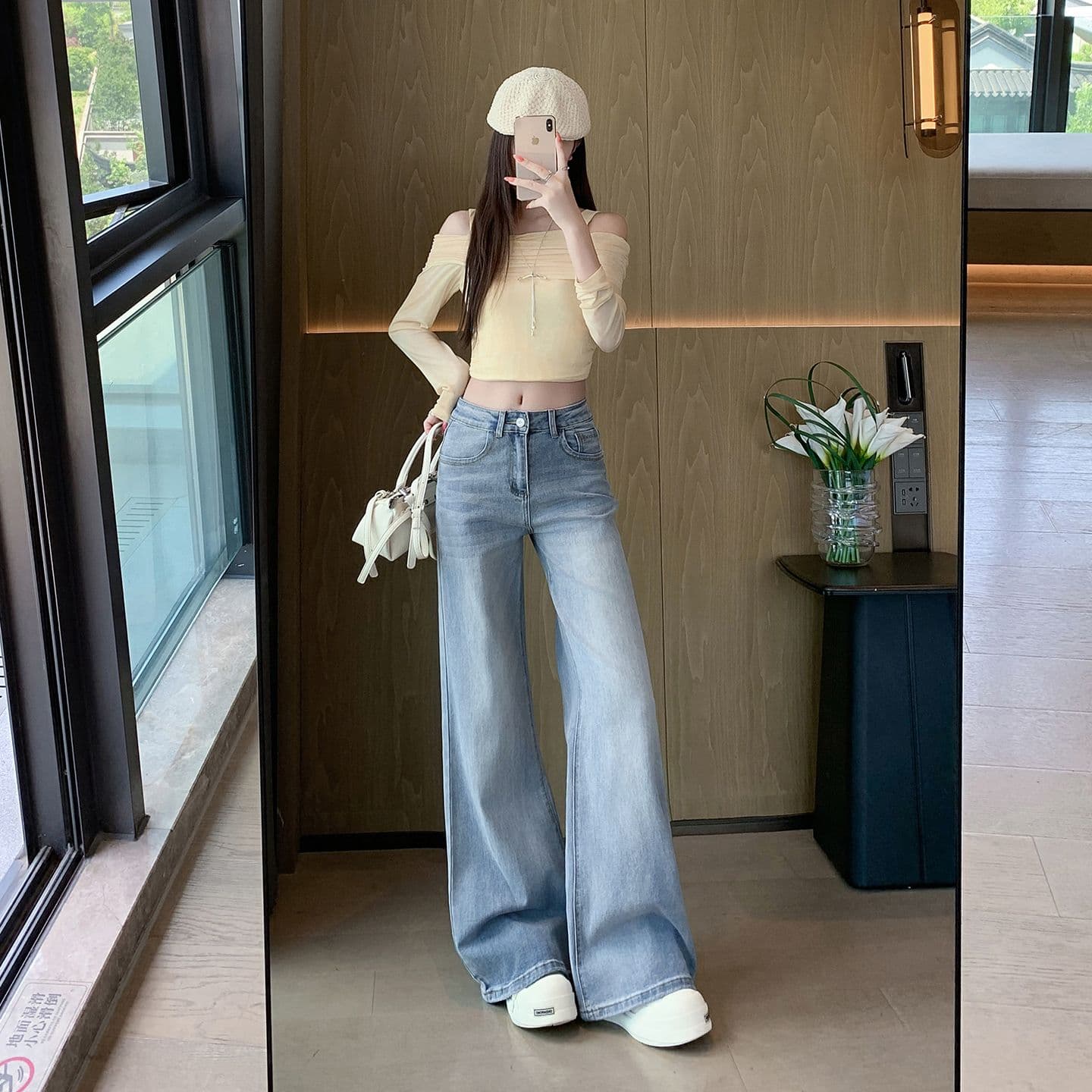 얼음 블루 부츠컷 청바지 여성 봄 여름 새로운 키 큰 남자 아니요 막대기 다리 도루 센스 로우 웨이스트 나팔 바지 핫걸 슬림해 보이는 이미지 4