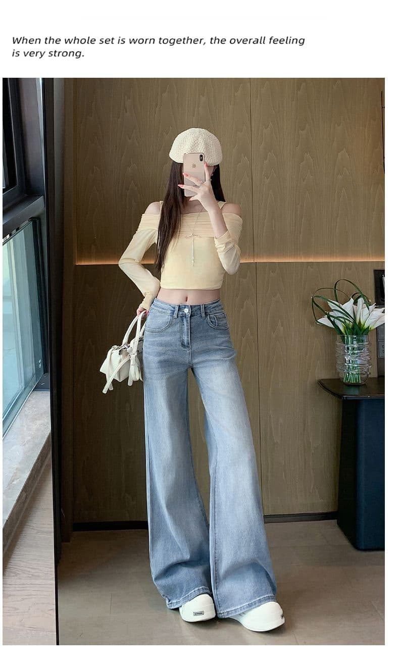 얼음 블루 부츠컷 청바지 여성 봄 여름 새로운 키 큰 남자 아니요 막대기 다리 도루 센스 로우 웨이스트 나팔 바지 핫걸 슬림해 보이는 상세 이미지 7