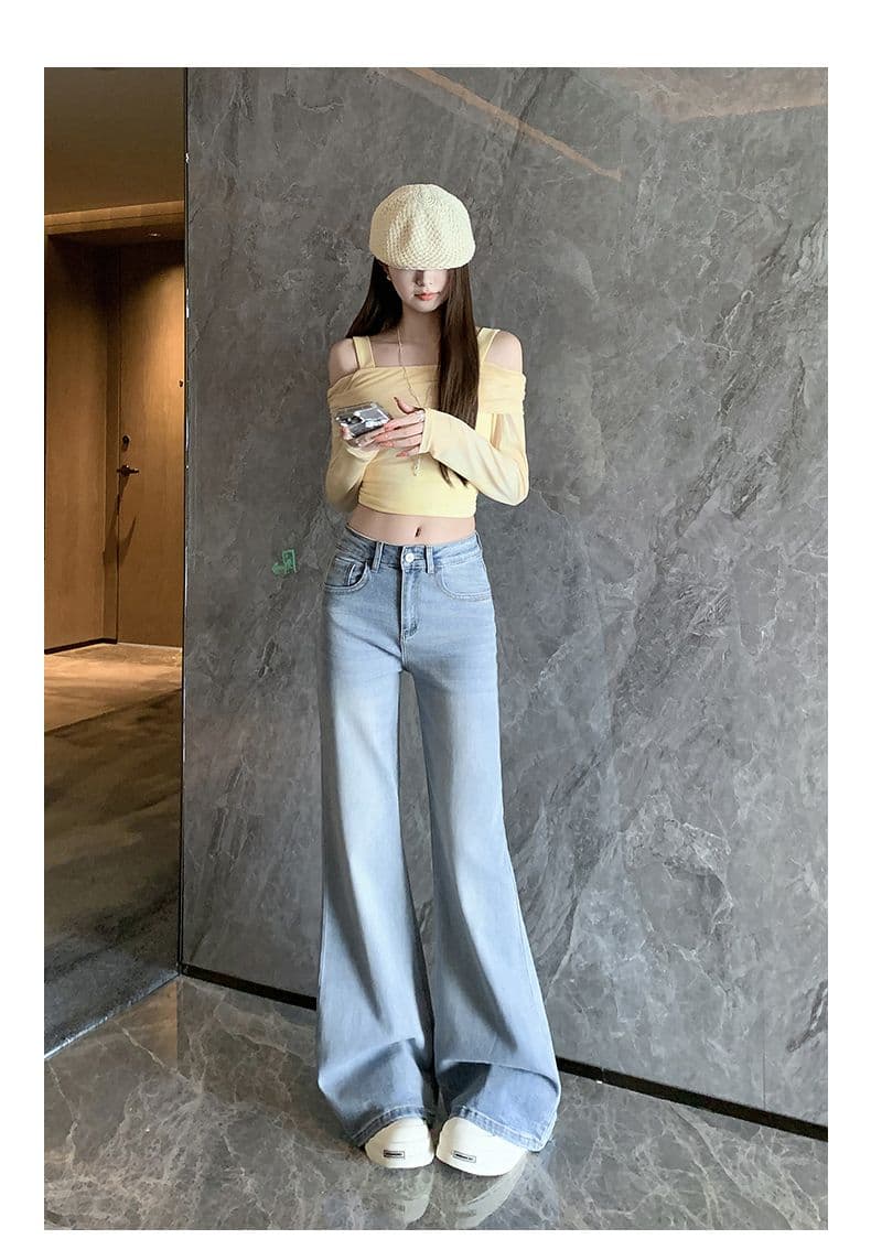 얼음 블루 부츠컷 청바지 여성 봄 여름 새로운 키 큰 남자 아니요 막대기 다리 도루 센스 로우 웨이스트 나팔 바지 핫걸 슬림해 보이는 상세 이미지 13