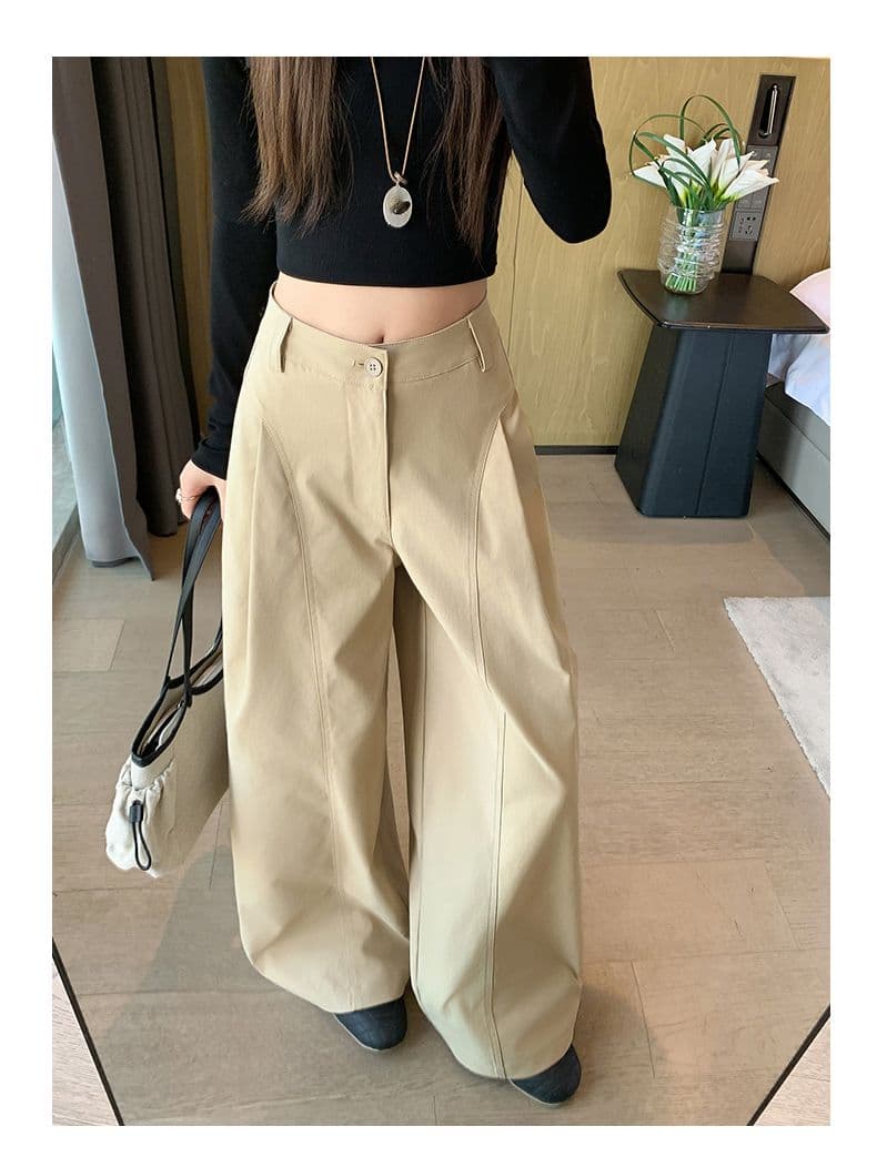 플리츠 정장 와이드 레깅스 바지 2026 봄 새로운 느긋한 바람 패션 하이웨이스트 슬림해 보이는 캐주얼 만 S 바지 상세 이미지 10