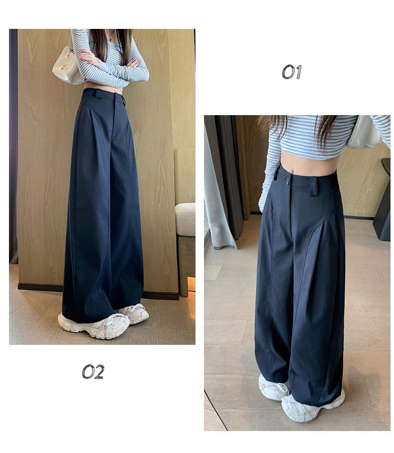 플리츠 정장 와이드 레깅스 바지 2026 봄 새로운 느긋한 바람 패션 하이웨이스트 슬림해 보이는 캐주얼 만 S 바지 상세 이미지 23