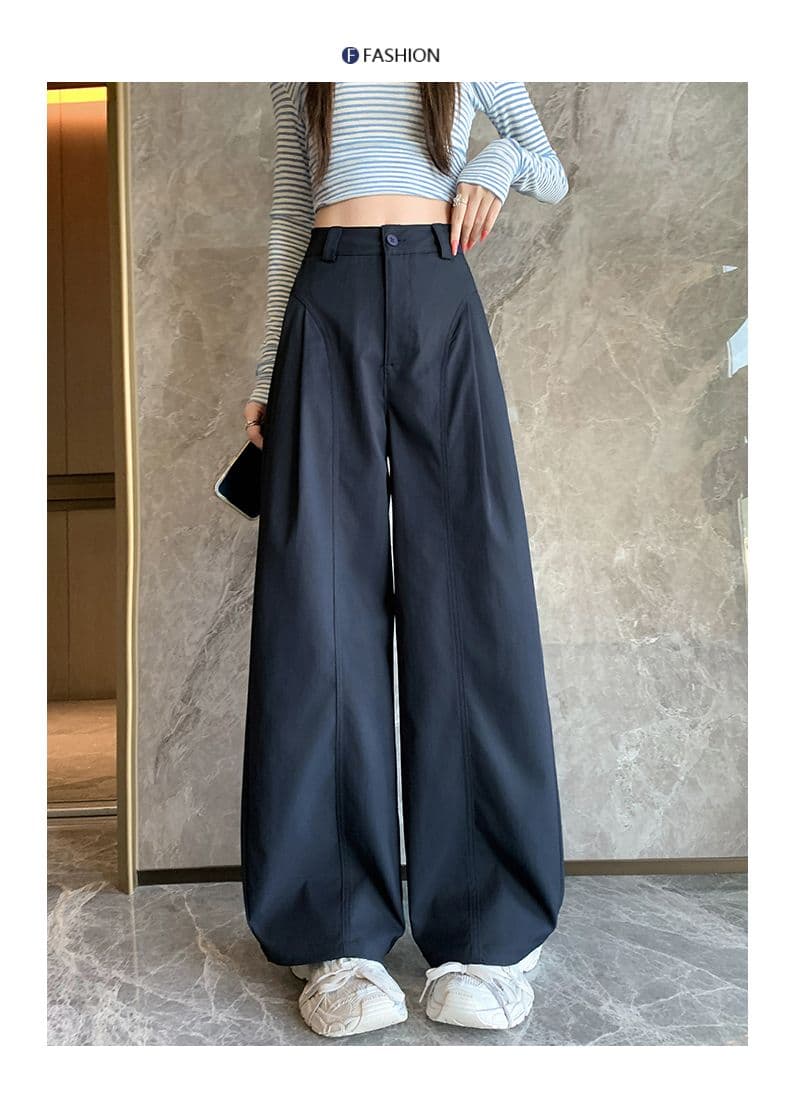 플리츠 정장 와이드 레깅스 바지 2026 봄 새로운 느긋한 바람 패션 하이웨이스트 슬림해 보이는 캐주얼 만 S 바지 상세 이미지 26