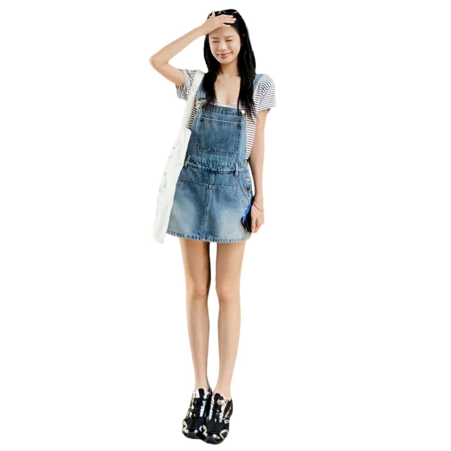 아메리칸 레트로 외국 가스 연령 감소 국방 퇴색하다 루즈핏 데님 멜빵 반바지 여성 이미지 6
