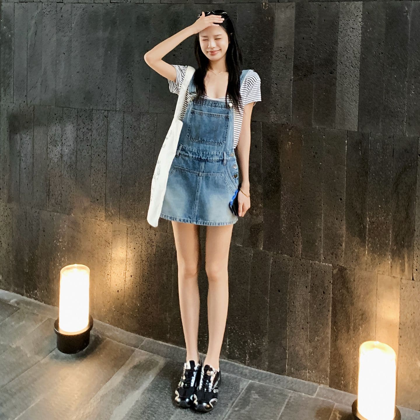 아메리칸 레트로 외국 가스 연령 감소 국방 퇴색하다 루즈핏 데님 멜빵 반바지 여성 이미지 4