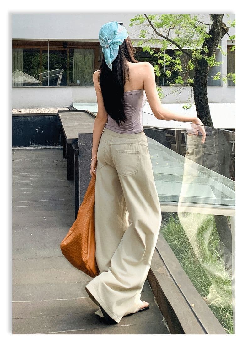 아메리칸 레트로 더블 버클 허리 머리 표지 넓적 다리 캐주얼 루즈핏 넓은 다리 청바지 여성 상세 이미지 20