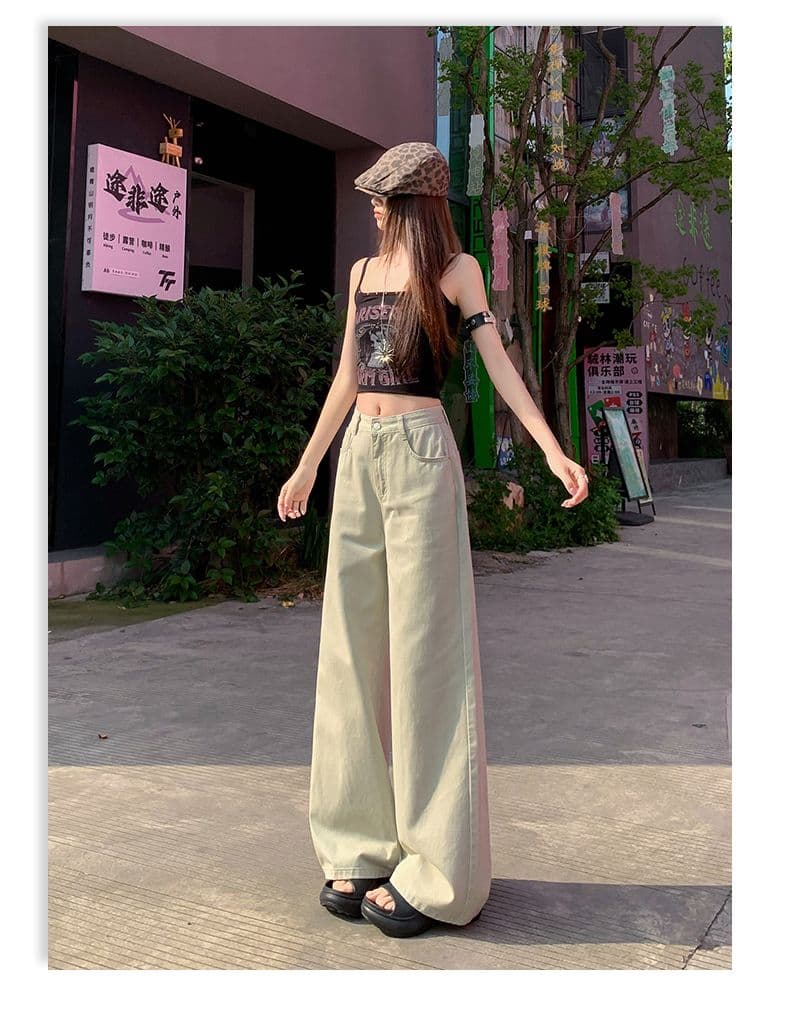 우아한 회색 아메리칸 넓은 다리 데님 2026 여성 봄 여름 새로운 하이웨이스트 도루 센스 루즈핏 와이드 레그 팬츠 어린이 상세 이미지 22