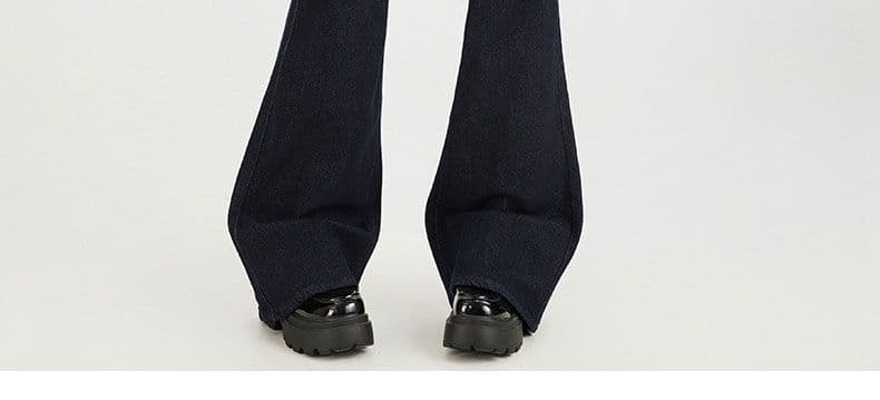 블랙 골드 색상 데님 플레어 바지 신축성 더블 버클 이후 가방 상세 이미지 9
