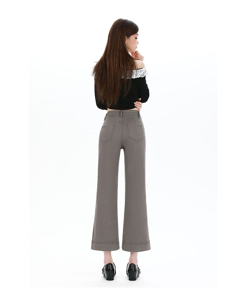 깊은 안개 회색 슈퍼 허리 엉덩이 ~보다 펭 넓적 다리 부츠컷 청바지 여성 작은 키 새로운 섹시함 핫걸 몸매 가꾸기 9부 바지 상세 이미지 15