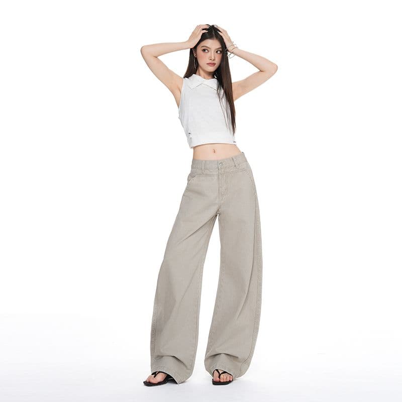 아메리칸 레트로 cleanfit 자수 디자인 센스 느슨함 센스 남자 여자 조수 브랜드 모통이 칼 루즈핏 넓은 다리 청바지 이미지 2