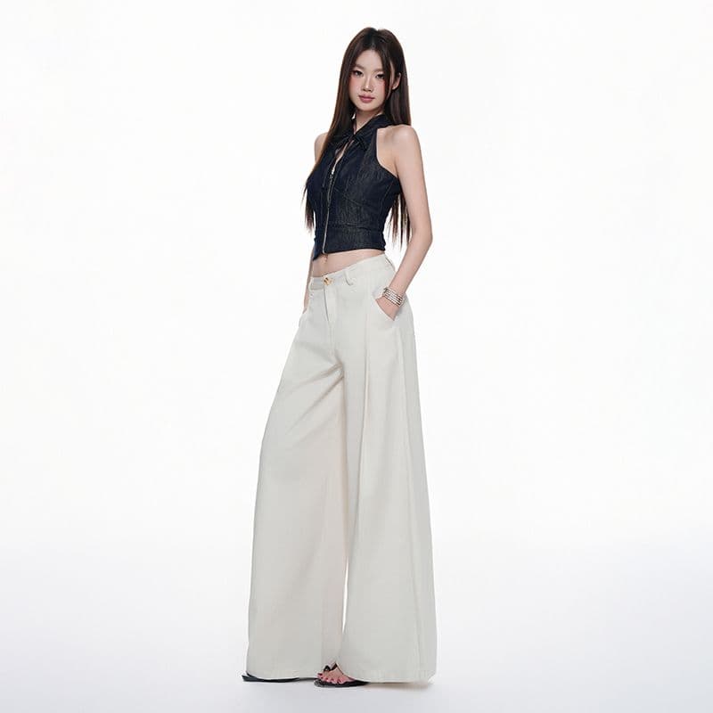 라이 경기 서울 주간 실크 넓은 다리 캐주얼 바지 여성 여름 다용도 도루 센스 익스트림 제인 바람 통기성 루즈핏 스트레이트 바닥 청소 바지 이미지 5