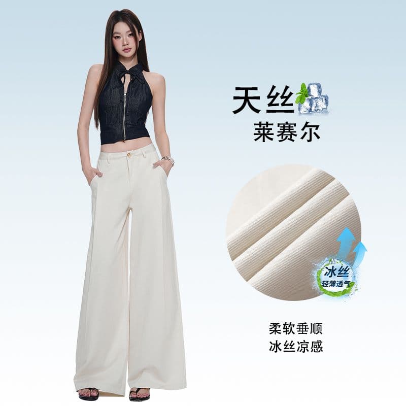 라이 경기 서울 주간 실크 넓은 다리 캐주얼 바지 여성 여름 다용도 도루 센스 익스트림 제인 바람 통기성 루즈핏 스트레이트 바닥 청소 바지 이미지 2