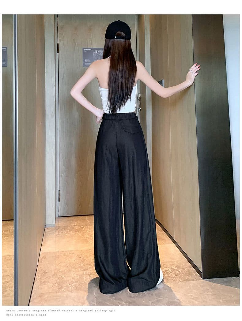 오래된 돈 바람 레트로 얼음 실크 면 린넨 도루 센스 바닥 청소 바지 여성 새로운 루즈핏 캐주얼 와이드 레그 팬츠 상세 이미지 30