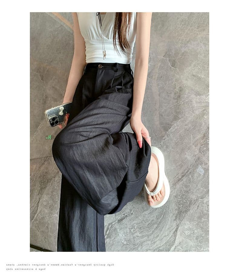 오래된 돈 바람 레트로 얼음 실크 면 린넨 도루 센스 바닥 청소 바지 여성 새로운 루즈핏 캐주얼 와이드 레그 팬츠 상세 이미지 35