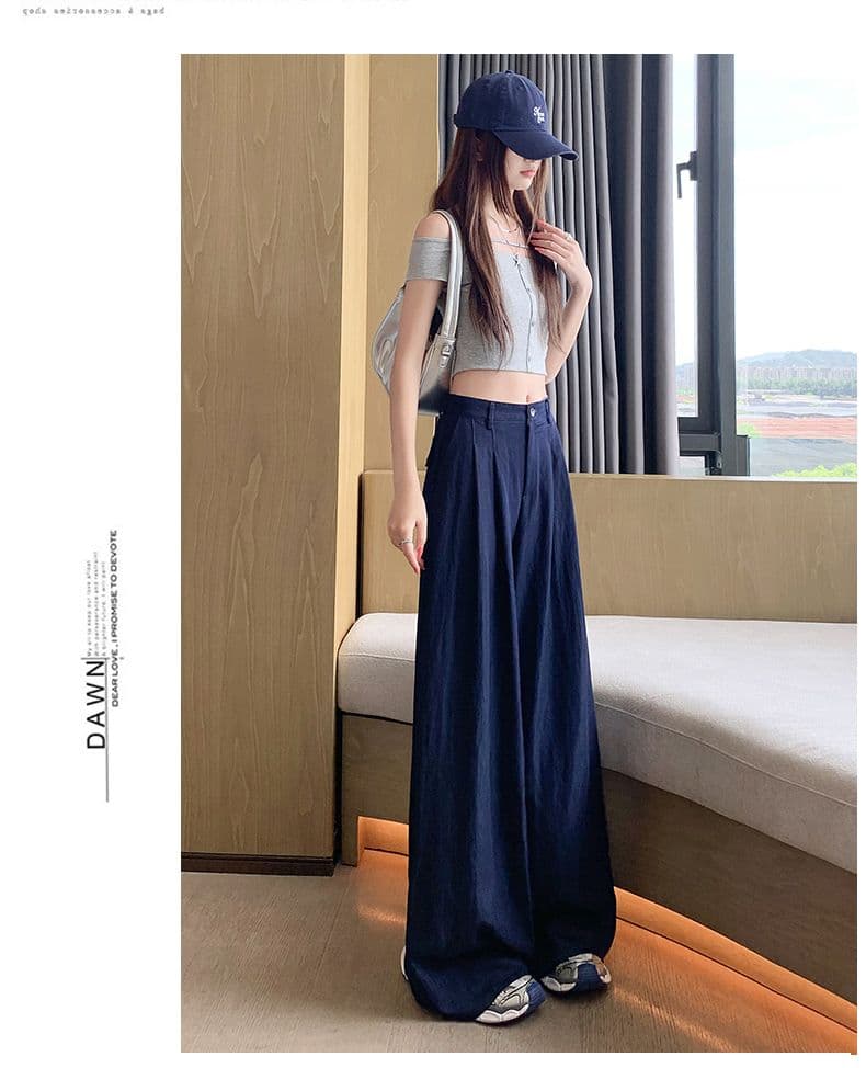 오래된 돈 바람 레트로 얼음 실크 면 린넨 도루 센스 바닥 청소 바지 여성 새로운 루즈핏 캐주얼 와이드 레그 팬츠 상세 이미지 39