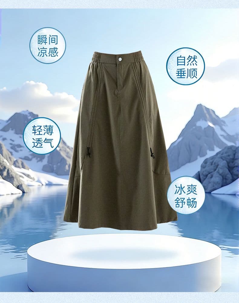 아메리칸 워크웨어 바람 펌프 로프 디자인 센스 반신 스커트 새로운 얇고 가벼운 속도 건조한 캐주얼 중간 길이 우산 치마 상세 이미지 3