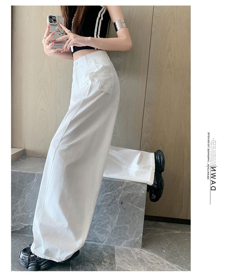 이른 가을 아메리칸 레트로 캐주얼 워크웨어 팬츠 새로운 다용도 디자인 센스 루즈핏 넓은 다리 모통이 칼 바지 상세 이미지 23