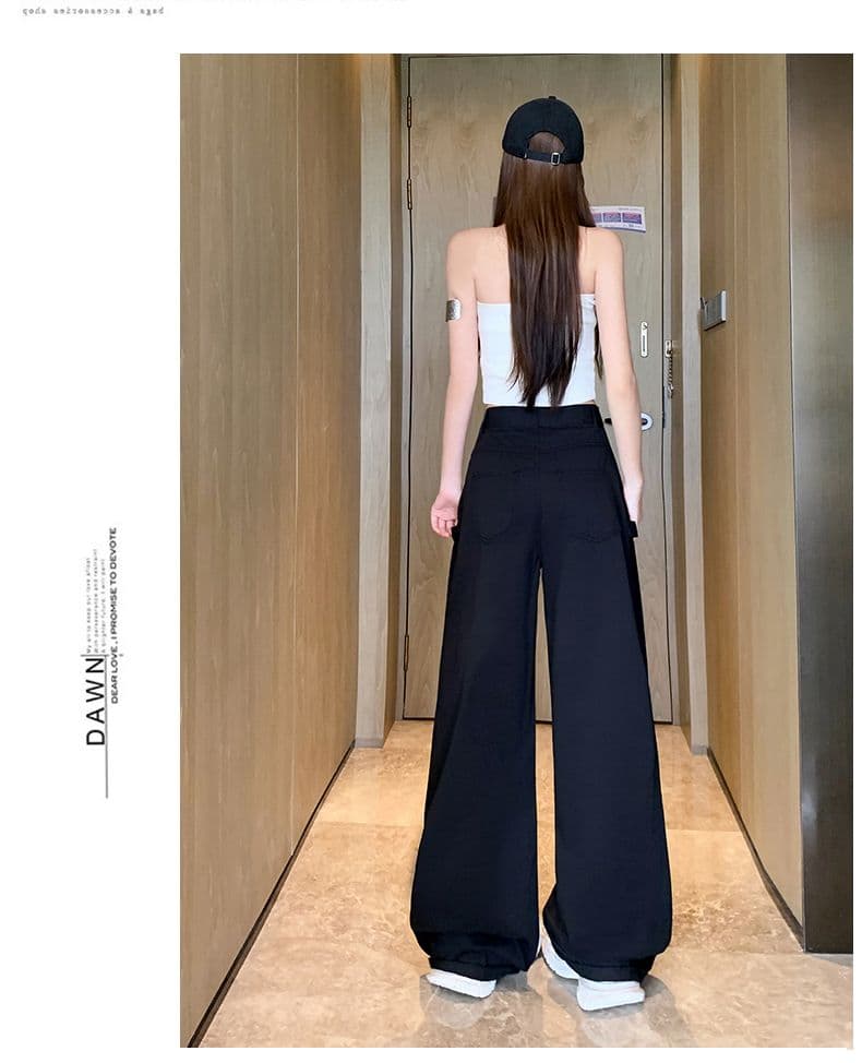 이른 가을 아메리칸 레트로 캐주얼 워크웨어 팬츠 새로운 다용도 디자인 센스 루즈핏 넓은 다리 모통이 칼 바지 상세 이미지 31