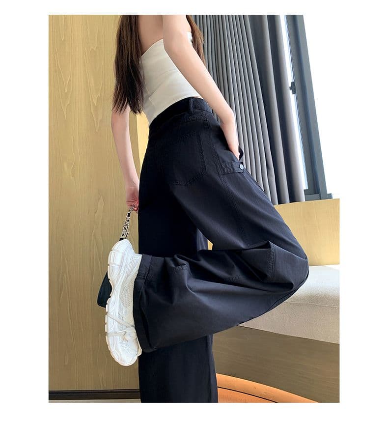이른 가을 아메리칸 레트로 캐주얼 워크웨어 팬츠 새로운 다용도 디자인 센스 루즈핏 넓은 다리 모통이 칼 바지 상세 이미지 36