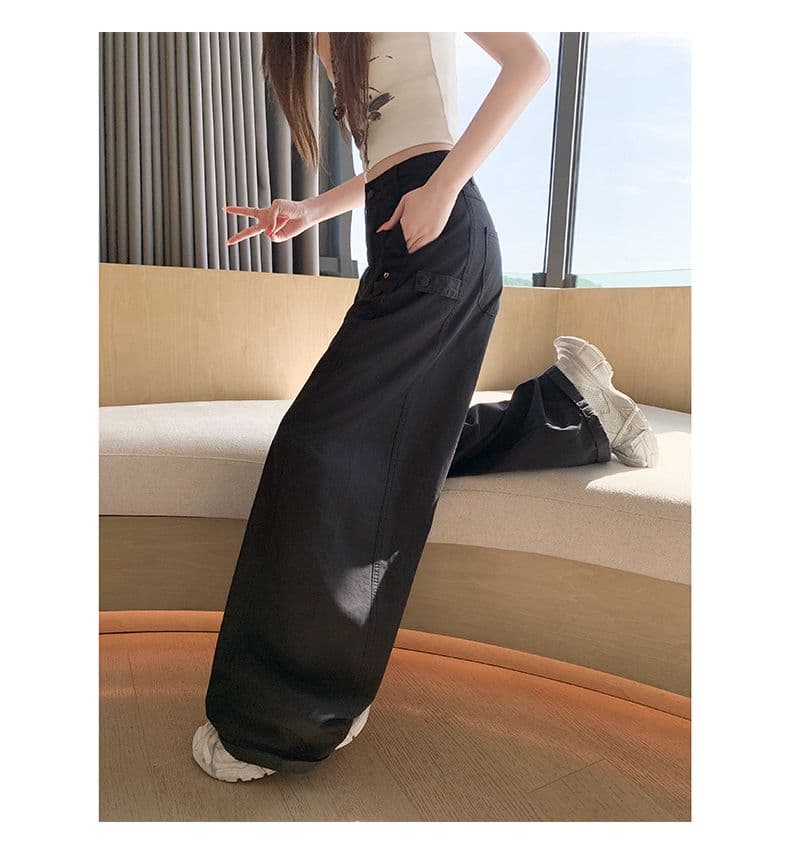 이른 가을 아메리칸 레트로 캐주얼 워크웨어 팬츠 새로운 다용도 디자인 센스 루즈핏 넓은 다리 모통이 칼 바지 상세 이미지 38