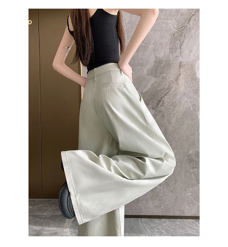 오래된 돈 레트로 서있는 자르다 디자인 센스 명중 Pleat 캐주얼 바지 새로운 루즈핏 와이드 레깅스 바지 상세 이미지 21