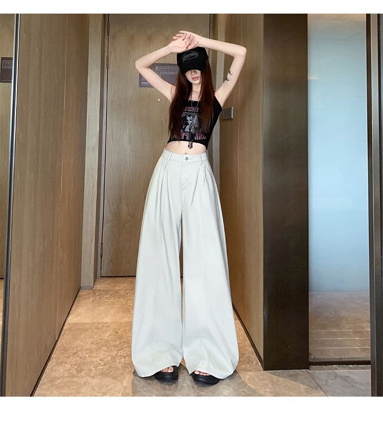 오래된 돈 레트로 서있는 자르다 디자인 센스 명중 Pleat 캐주얼 바지 새로운 루즈핏 와이드 레깅스 바지 상세 이미지 24
