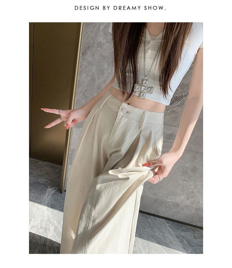 오래된 돈 레트로 서있는 자르다 디자인 센스 명중 Pleat 캐주얼 바지 새로운 루즈핏 와이드 레깅스 바지 상세 이미지 32