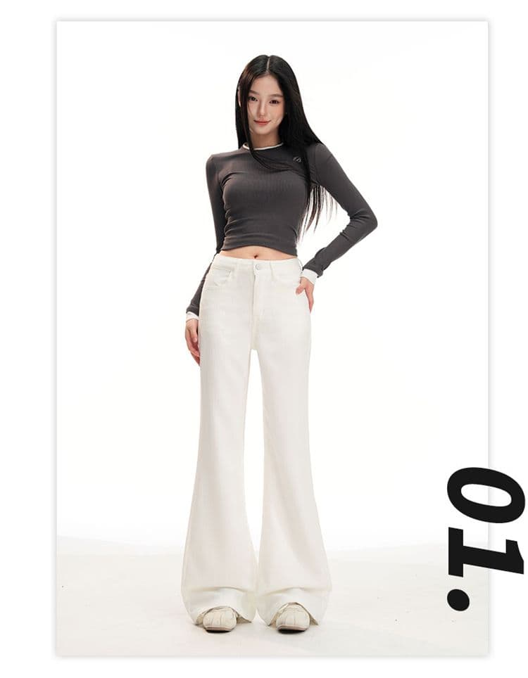 높은 품질 질감 센스 부츠컷 청바지 여성 루즈핏 도루 센스 느긋한 슬림해 보이는 스트레이트 바닥 청소 바지 긴 바지 길이 연장 상세 이미지 23