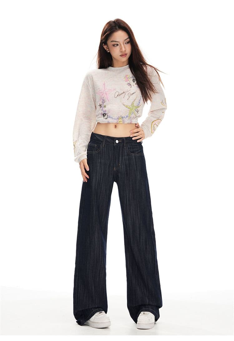 가을 품질 질감 센스 청바지 여성 루즈핏 도루 센스 느긋한 슬림해 보이는 스트레이트 바닥 청소 바지 긴 바지 길이 연장 상세 이미지 14