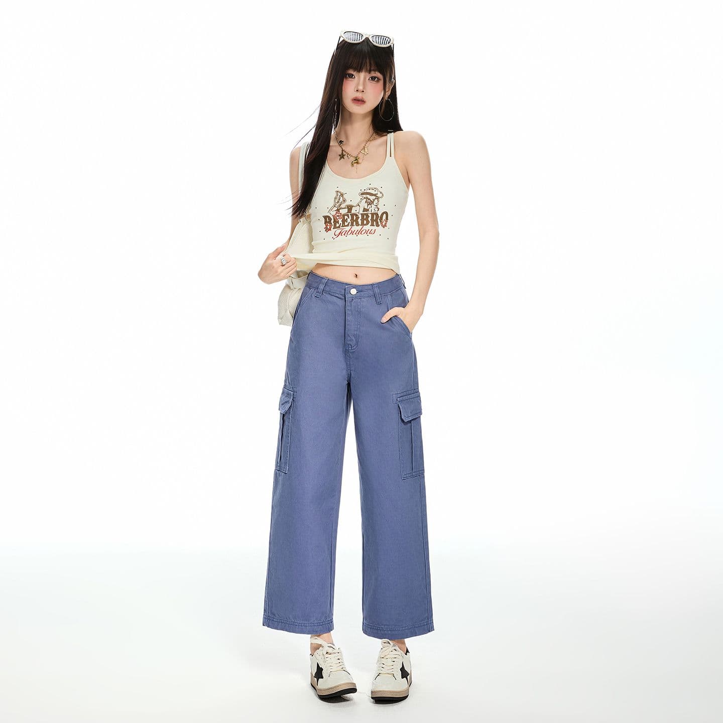 법 일 블루 아메리칸 레트로 루즈핏 스트레이트 다용도 2026 가을 새로운 워크웨어 팬츠 9 포인트 청바지 여성 이미지 4