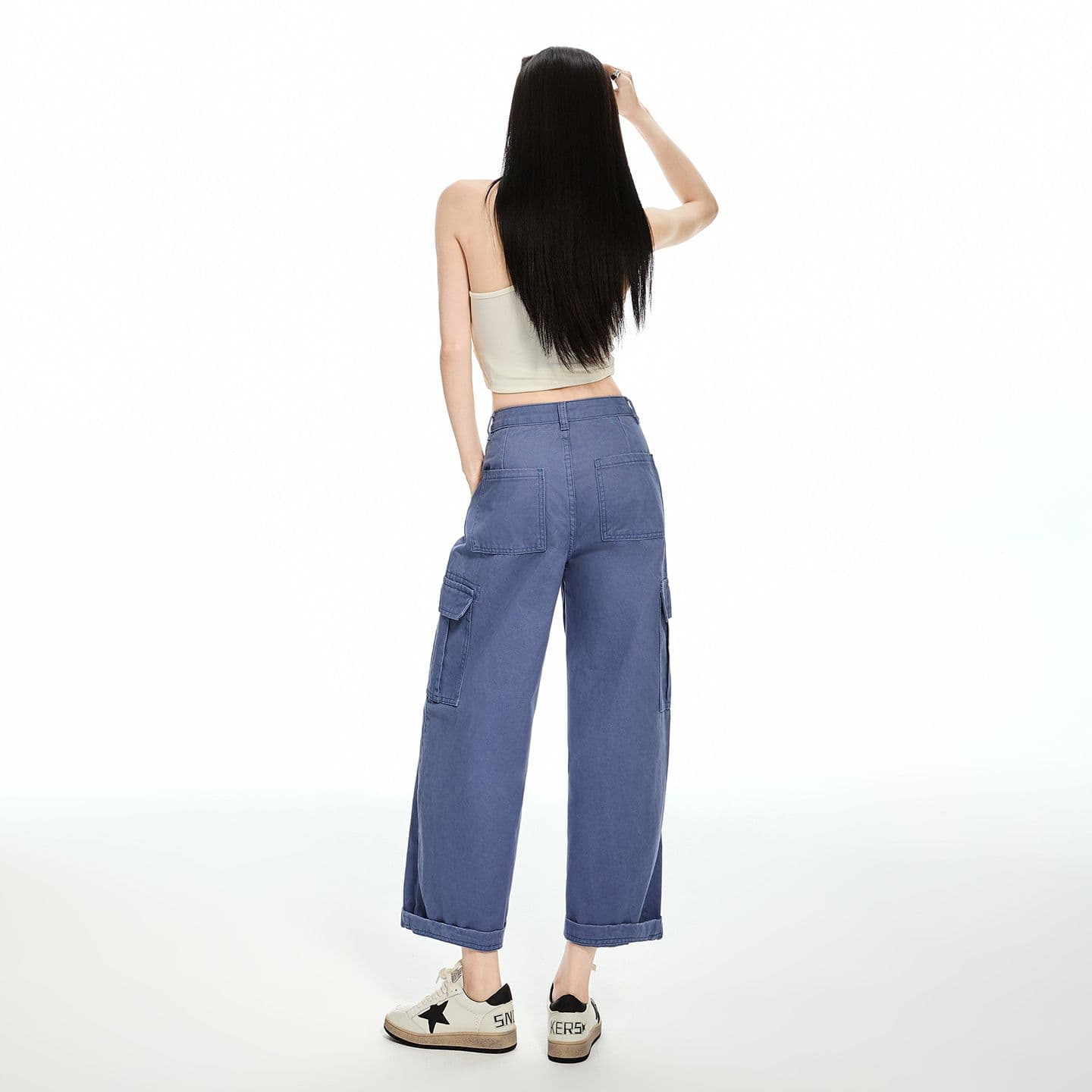 법 일 블루 아메리칸 레트로 루즈핏 스트레이트 다용도 2026 가을 새로운 워크웨어 팬츠 9 포인트 청바지 여성 이미지 3