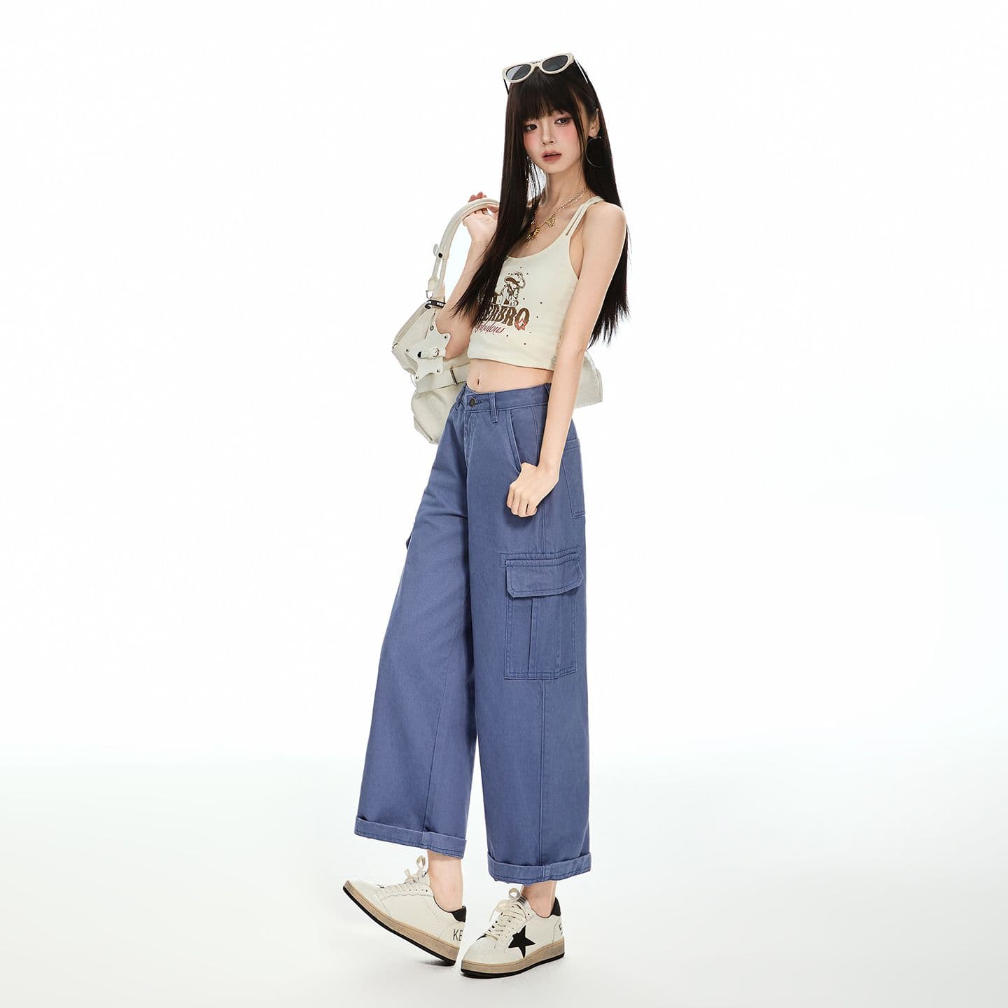 법 일 블루 아메리칸 레트로 루즈핏 스트레이트 다용도 2026 가을 새로운 워크웨어 팬츠 9 포인트 청바지 여성 이미지 6