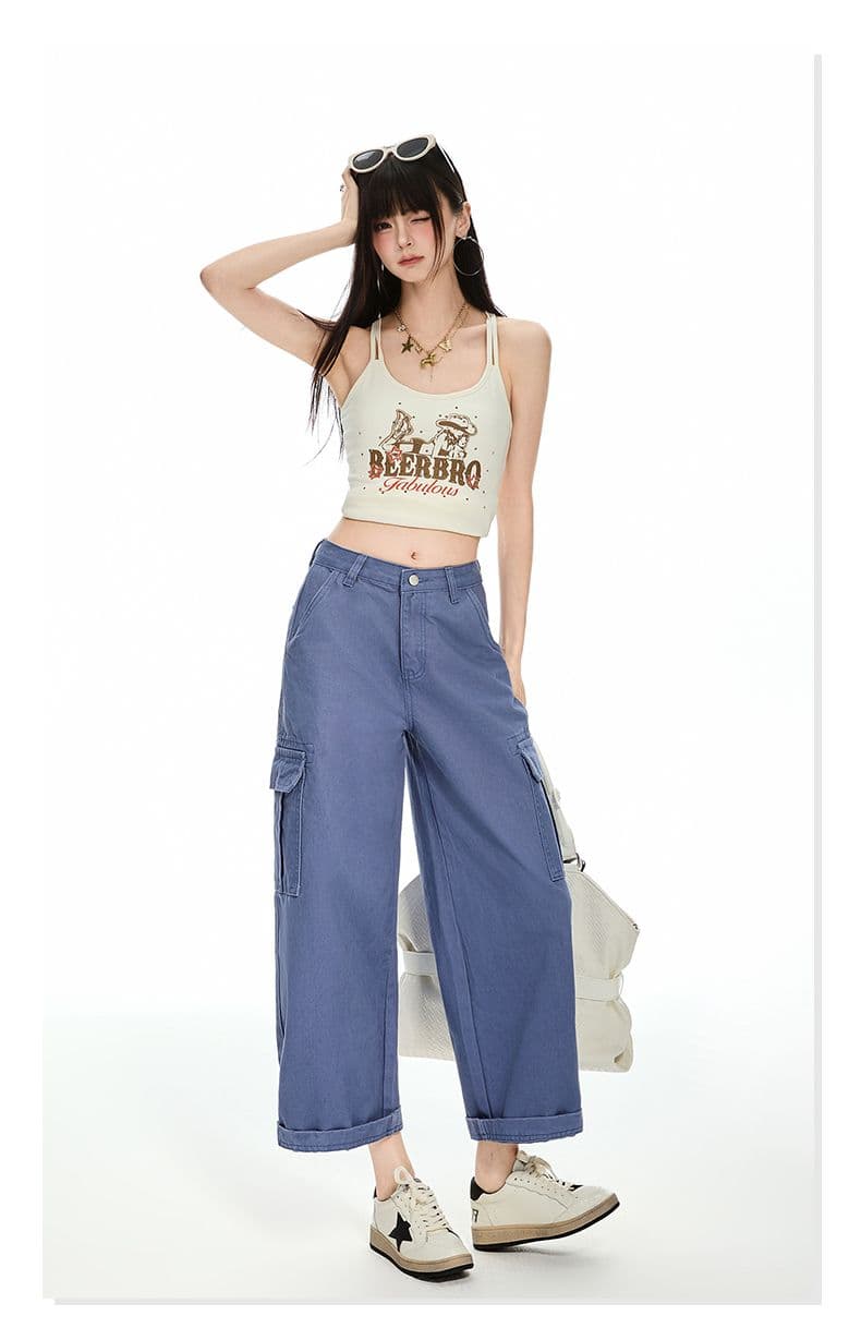 법 일 블루 아메리칸 레트로 루즈핏 스트레이트 다용도 2026 가을 새로운 워크웨어 팬츠 9 포인트 청바지 여성 상세 이미지 6