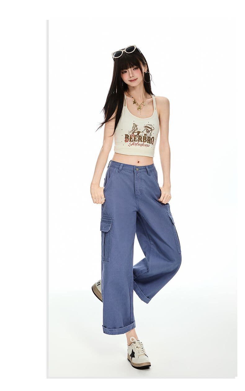 법 일 블루 아메리칸 레트로 루즈핏 스트레이트 다용도 2026 가을 새로운 워크웨어 팬츠 9 포인트 청바지 여성 상세 이미지 9