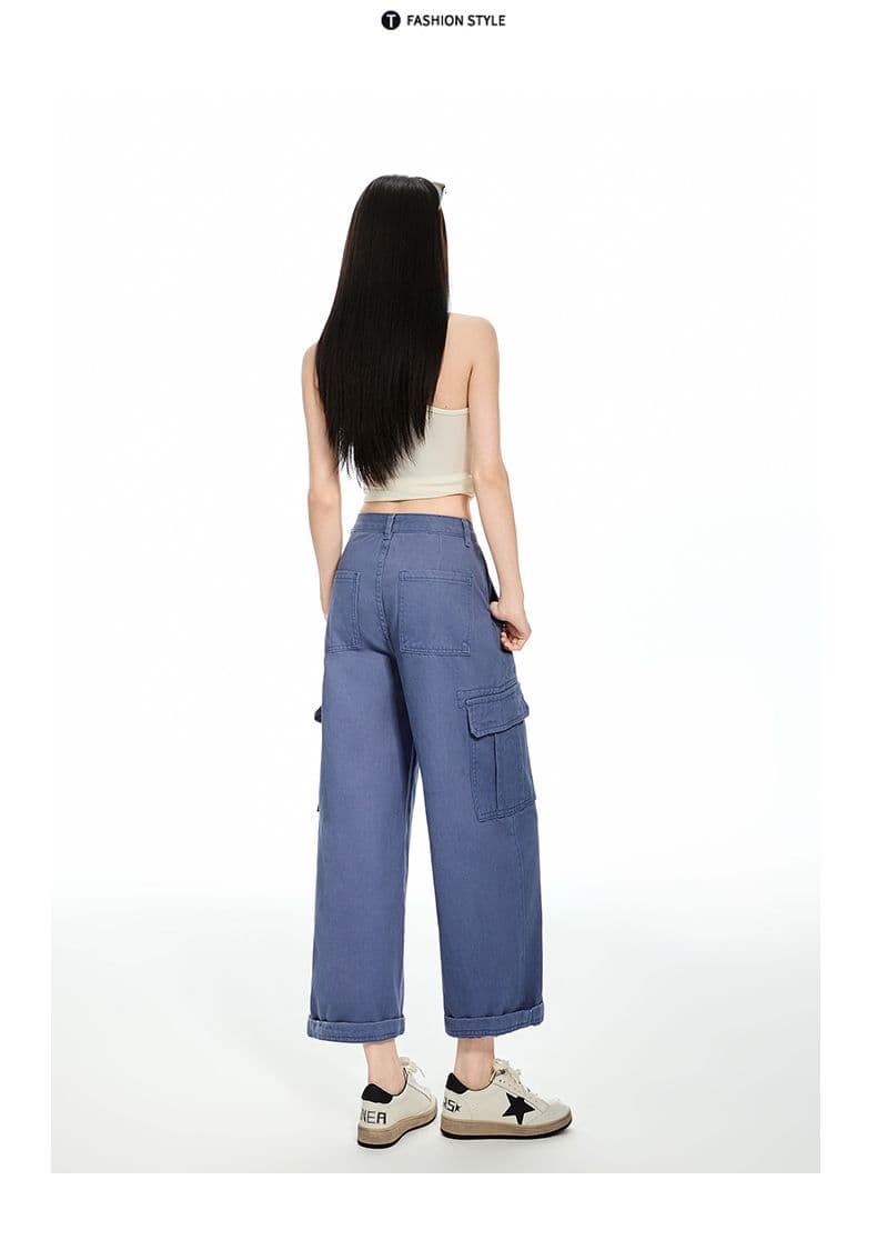 법 일 블루 아메리칸 레트로 루즈핏 스트레이트 다용도 2026 가을 새로운 워크웨어 팬츠 9 포인트 청바지 여성 상세 이미지 11