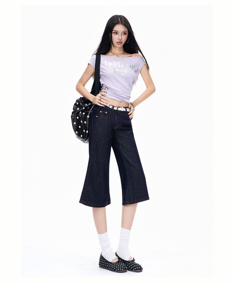 아메리칸 레트로 찢어진 부분 워싱 마 오래된 청바지 여성 스트레이트 넓은 다리 모통이 칼 바지 상세 이미지 11