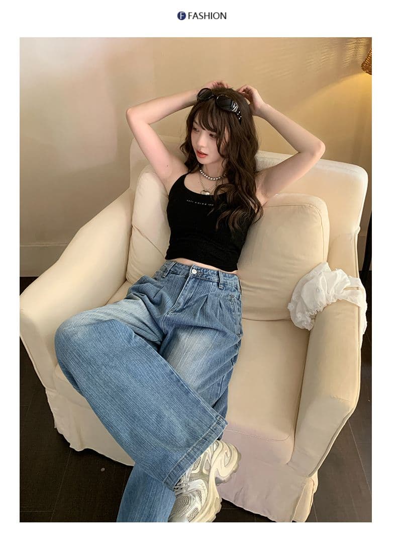 아메리칸 레트로 주름 넓은 다리 청바지 여성 가을 새로운 고급 느슨함 센스 루즈핏 슬림해 보이는 도루 센스 바닥 청소 바지 상세 이미지 6
