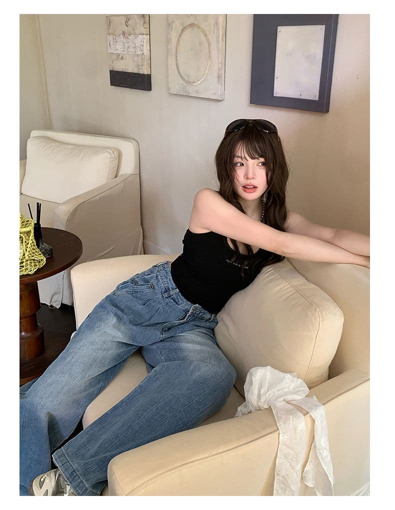 아메리칸 레트로 주름 넓은 다리 청바지 여성 가을 새로운 고급 느슨함 센스 루즈핏 슬림해 보이는 도루 센스 바닥 청소 바지 상세 이미지 7