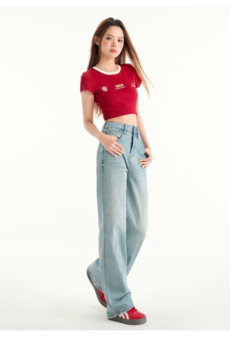 이른 가을 일반 사계절 섹션 하이웨이스트 슬림해 보이는 스트레이트 팬츠 다용도 신축성 청바지 2026 상세 이미지 7
