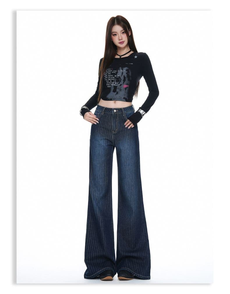 가을 자카드 원단 청바지 여성 루즈핏 튜브 라 나팔 바지 다용도 슬림해 보이는 디자인 센스 아니요 막대기 다리 길이 바지 상세 이미지 18