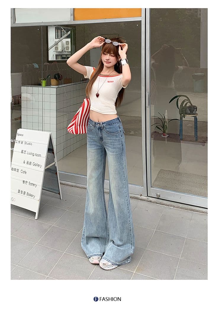 노스탤지어 블루 워싱 마이크로 나팔 청바지 여성 새로운 아메리칸 아니요 막대기 다리 몸매 가꾸기 신축성 바지 상세 이미지 15