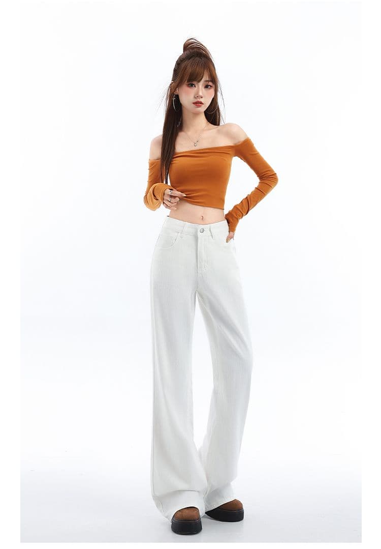 세 국방 화이트 대나무 마디 청바지 여성 아메리칸 나팔 질감 센스 지퍼 봄 여름 도루 센스 슬림해 보이는 와이드 레그 팬츠 상세 이미지 11