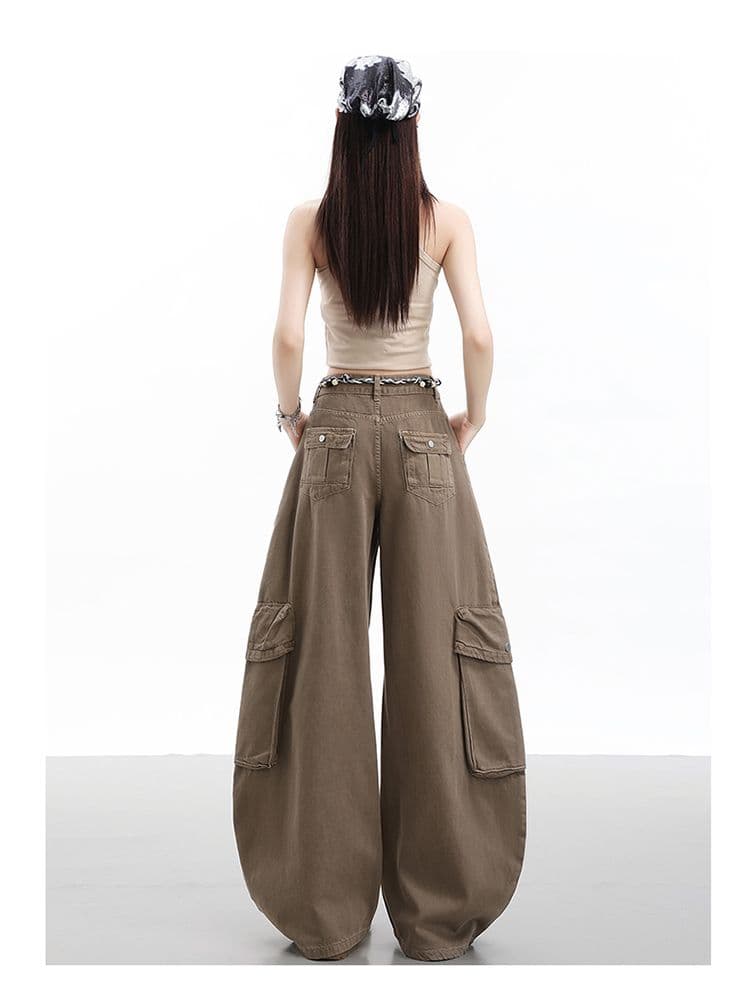 아메리칸 높음 거리 워크웨어 모통이 칼 바지 여성 2026 새로운 가을 작은 키 느긋한 루즈핏 캐주얼 넓은 다리 청바지 상세 이미지 19