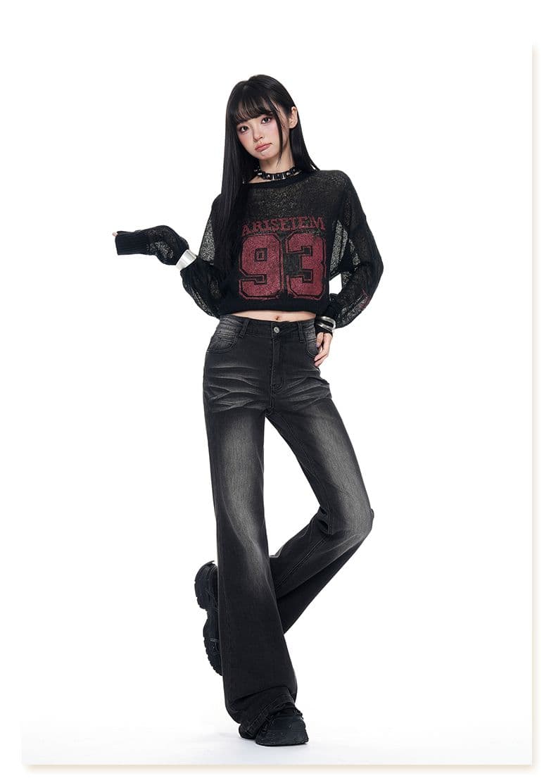 아메리칸 레트로 워싱 부츠컷 청바지 여성 높음 거리 몸매 가꾸기 슬림해 보이는 패션 핫걸 다용도 나팔 바지 상세 이미지 15