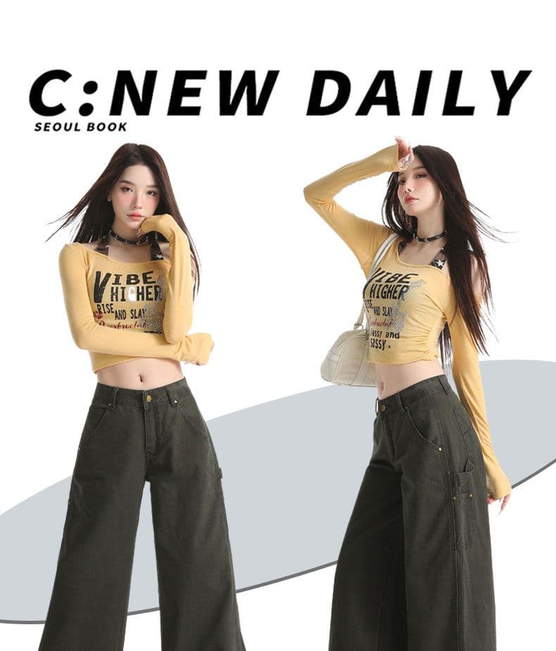 짙은 녹색 데님 넓은 다리 바닥 청소 바지 여성 워크웨어 주머니 상세 이미지 4