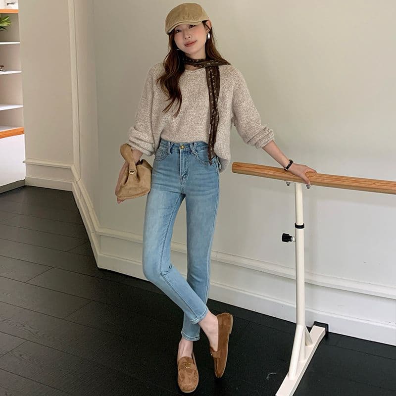 하늘색 데님 작은 발 바지 여성 가죽 카드 거친 가장자리 이후 가방 이미지 5