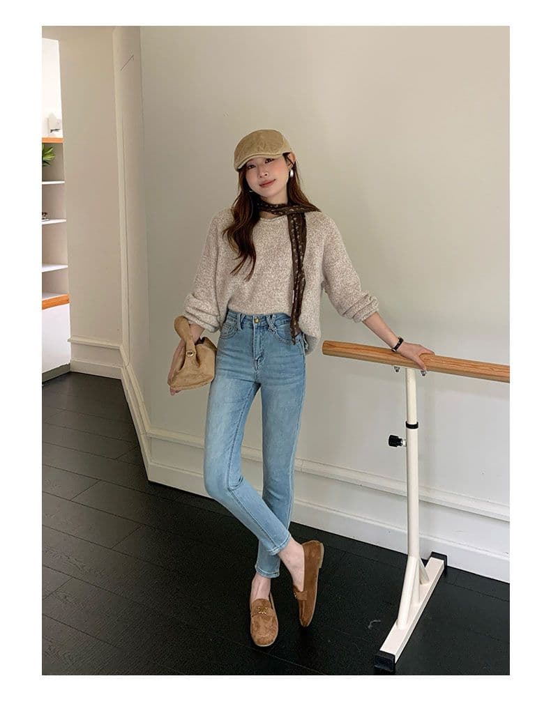 하늘색 데님 작은 발 바지 여성 가죽 카드 거친 가장자리 이후 가방 상세 이미지 12